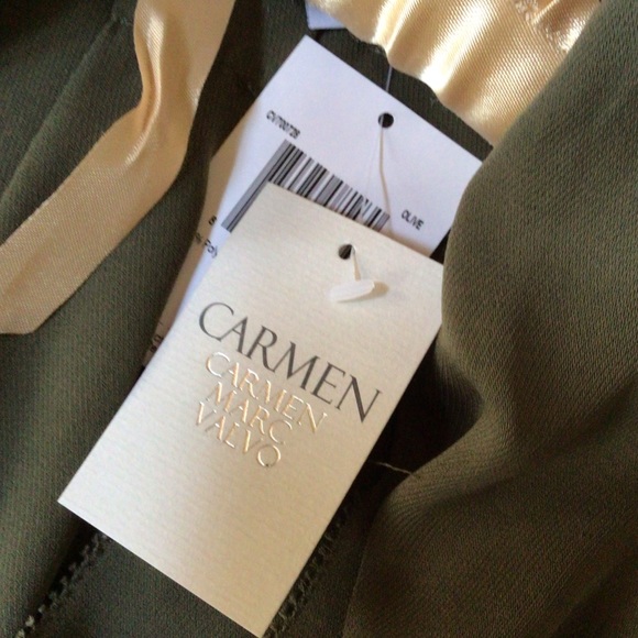 Carmen Marc Valvo Green Tie neck shirt, Large, New - Picture 6 of 9